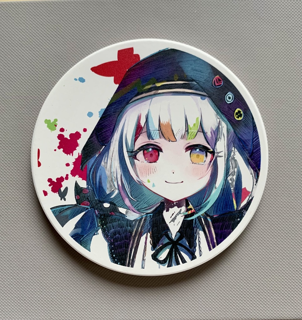 魔法少女ノ魔女裁判　城ケ崎ノア　アイコン風白雲石吸水コースター円形