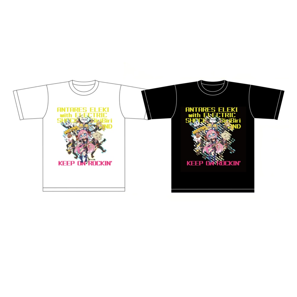 電気ビリビリバンドtシャツ Black White エレキチャンネル Booth