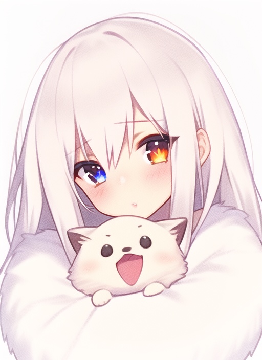 『オッドアイ少女と子犬』