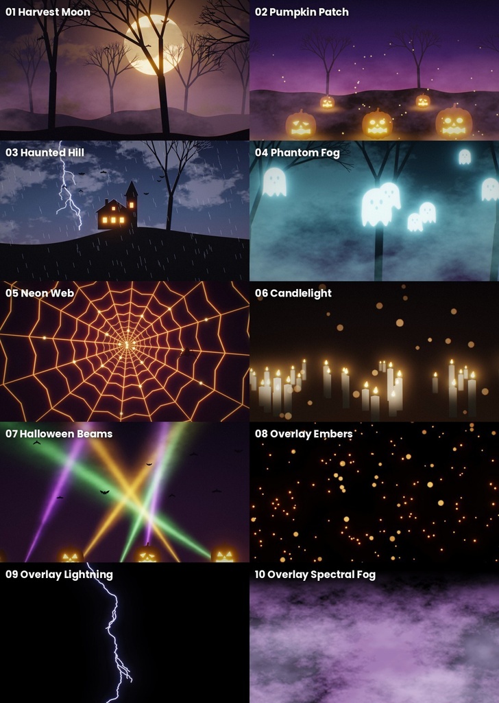 HALLOWEEN NIGHT|VJループ素材10本パック(HAP+MP4/1080p/120 BPM)