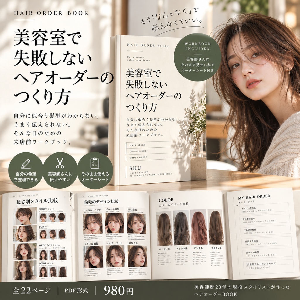 美容室で失敗しない ヘアオーダーのつくり方｜美容師歴20年が作ったHAIR ORDER BOOK