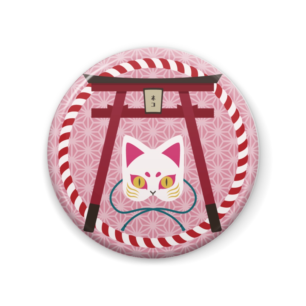 お面缶バッチ【猫】