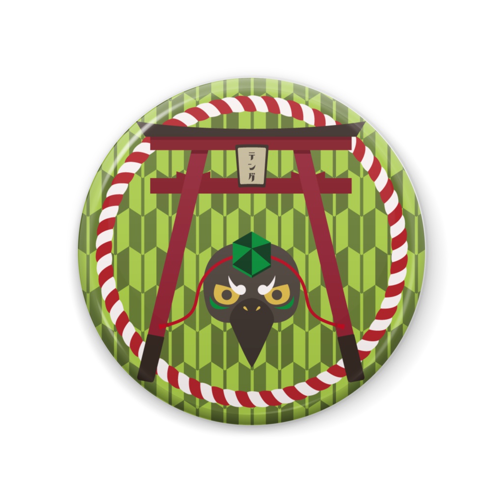 お面缶バッチ【天狗】