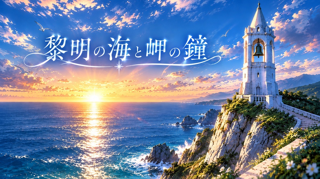 黎明の海と岬の鐘
