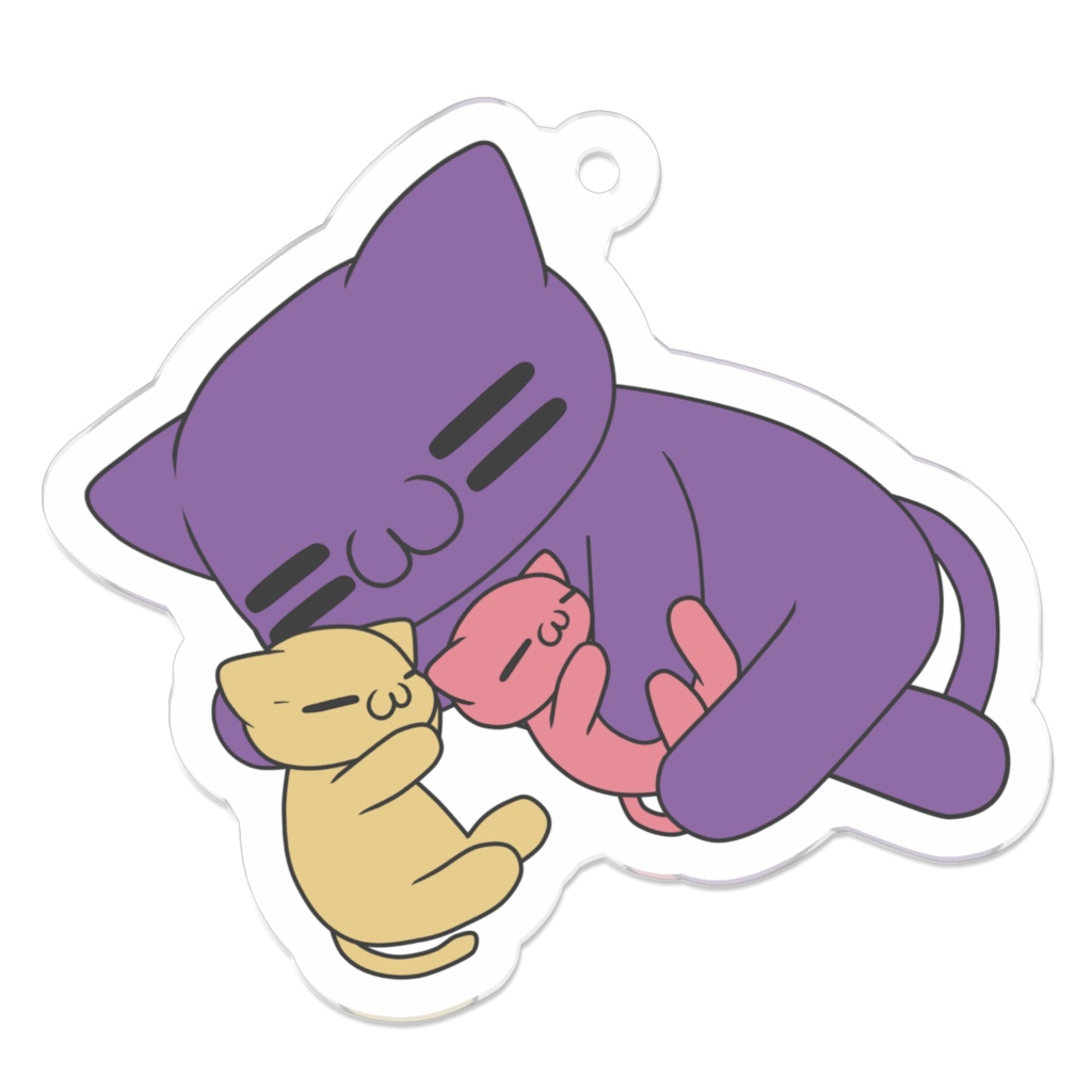 寝落ちる猫のアクリルキーホルダー