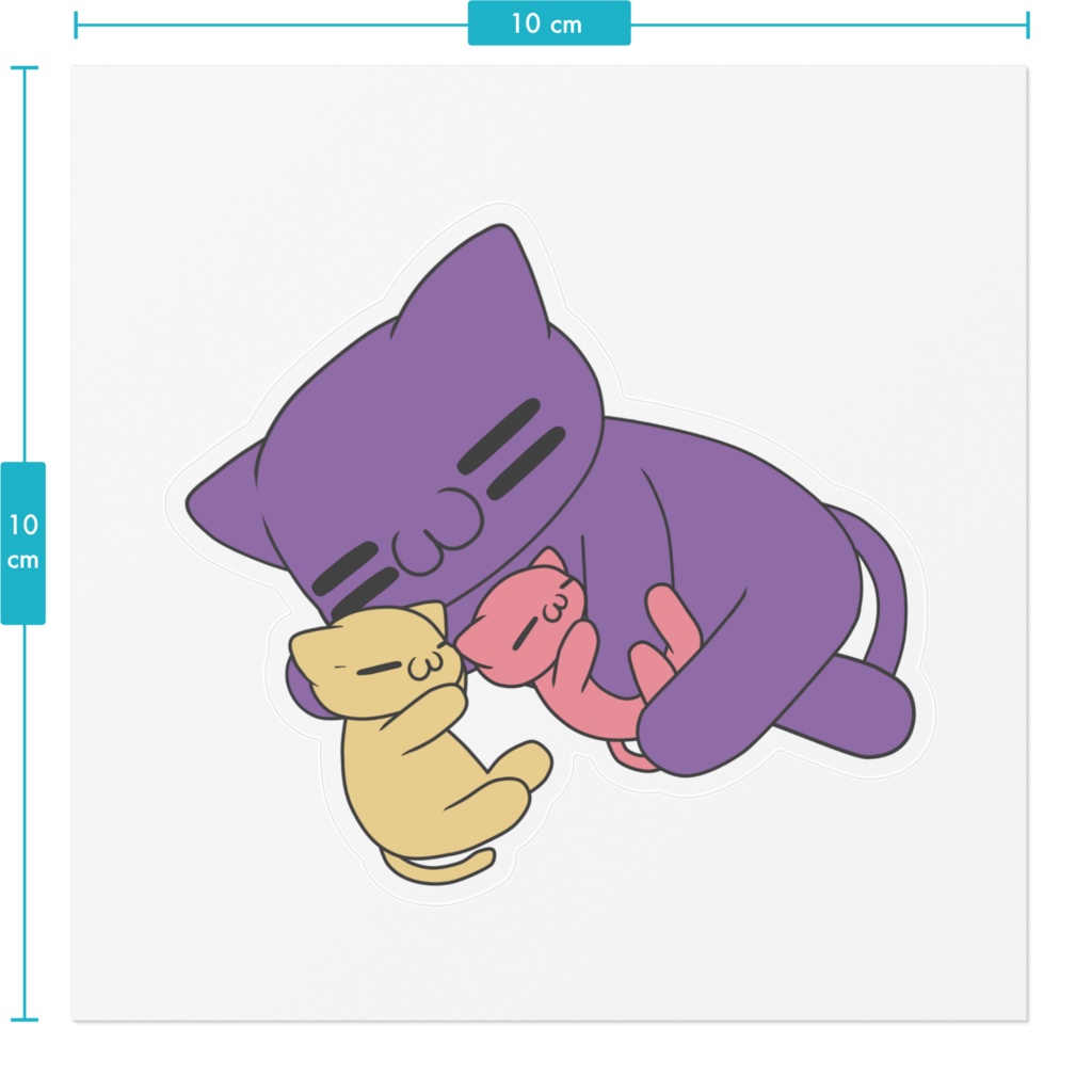 寝落ちる猫のステッカー