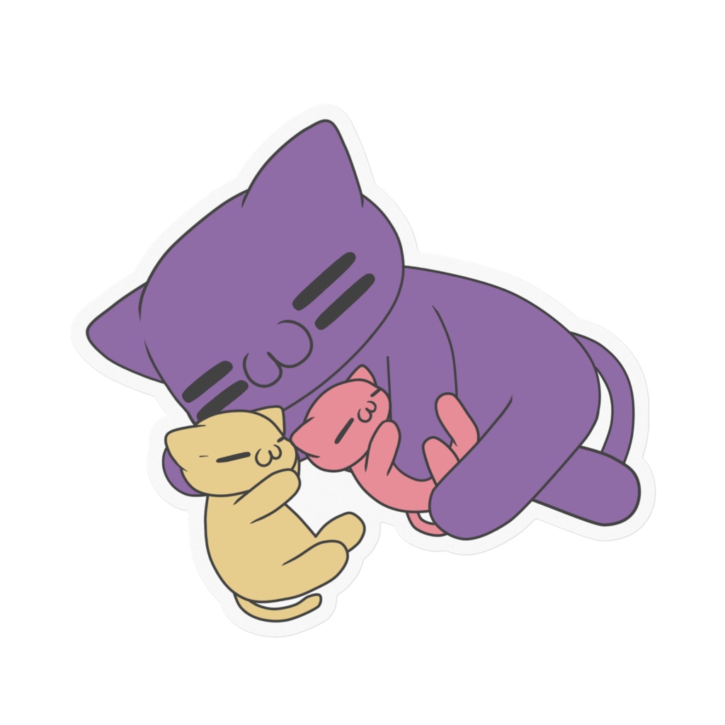 寝落ちる猫のステッカー