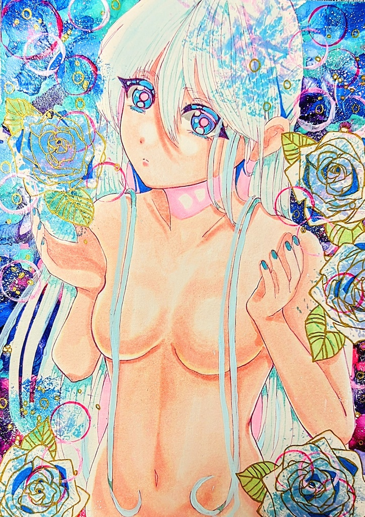 青薔薇　女の子　A4