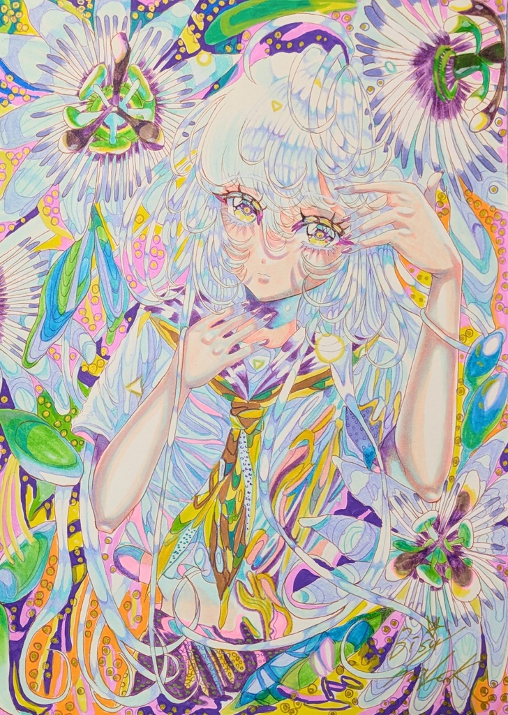 手描きイラスト　【トケイソウ】A4