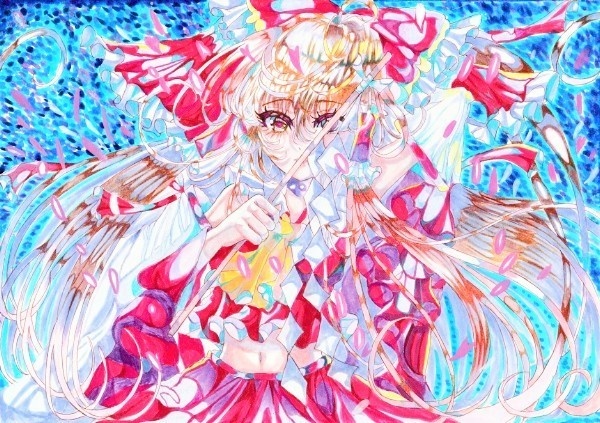 手描きイラスト　東方project　博麗霊夢　A4サイズ