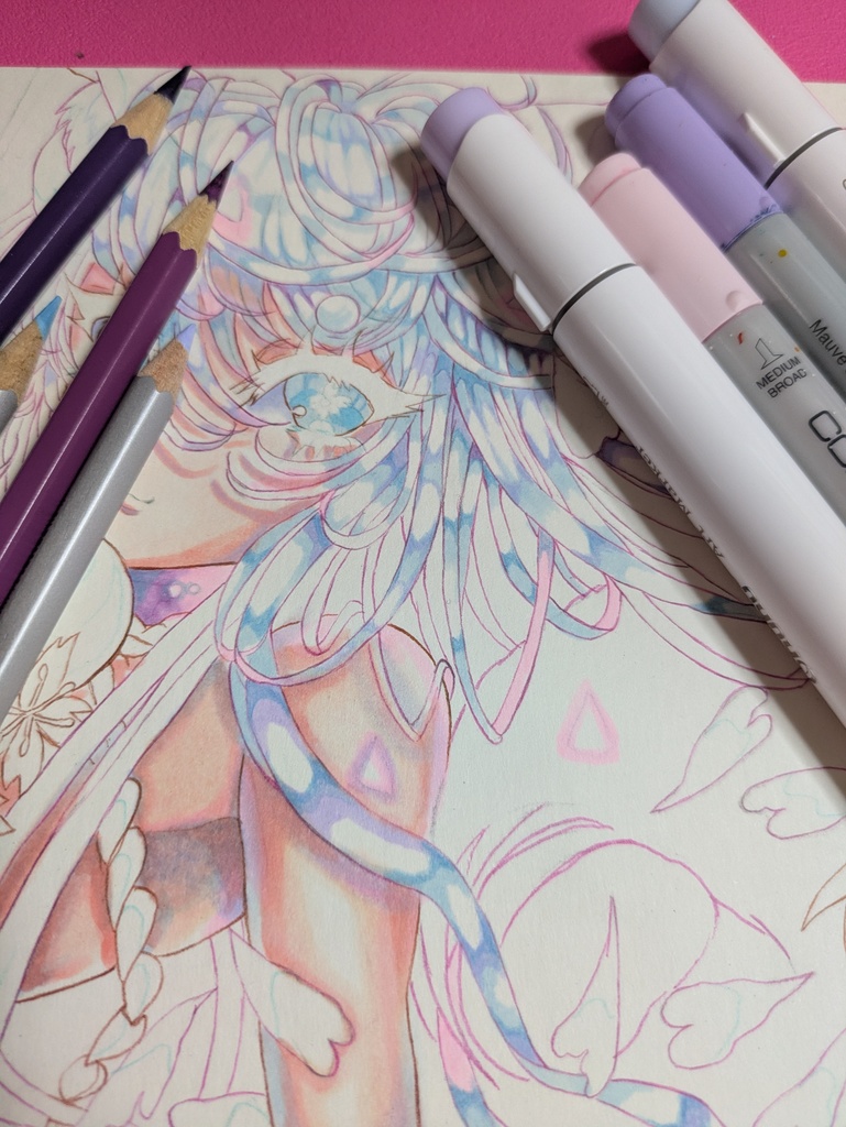 手描きイラスト オリジナル 女の子 【cSweet herry blossoms】A4