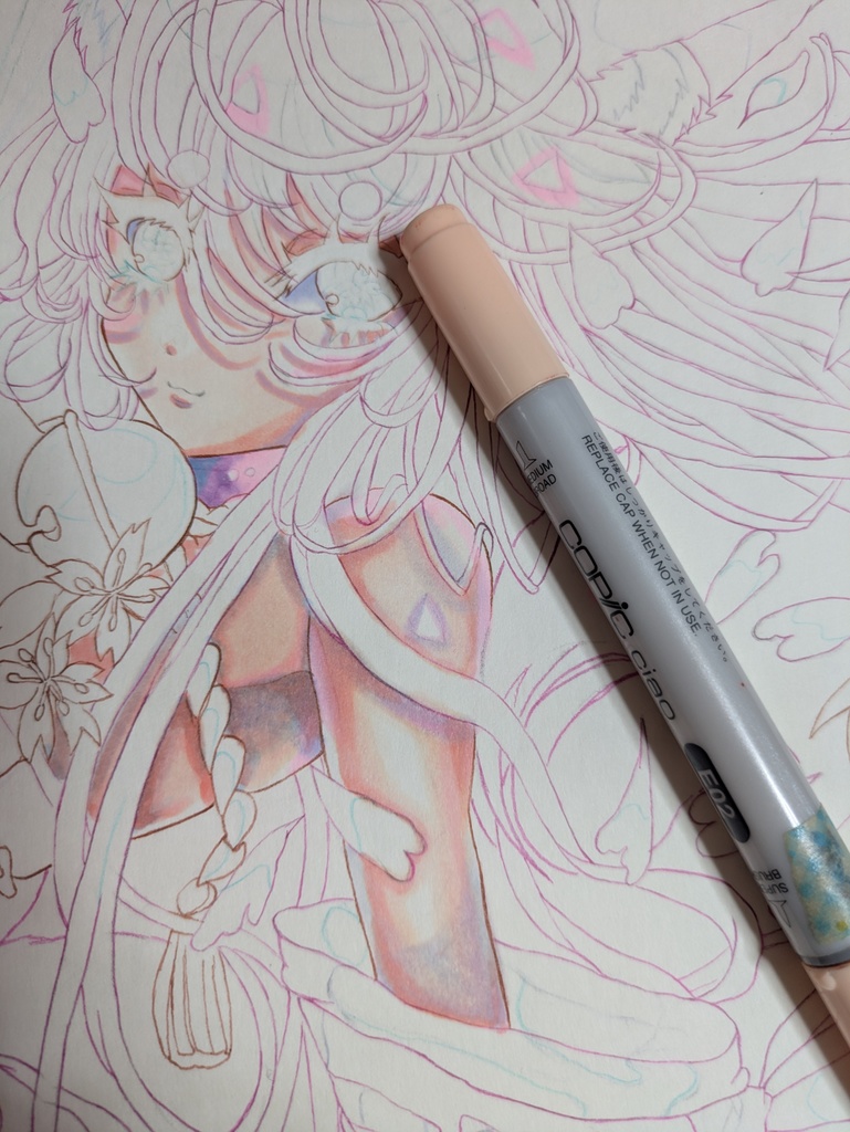 手描きイラスト オリジナル 女の子 【cSweet herry blossoms】A4