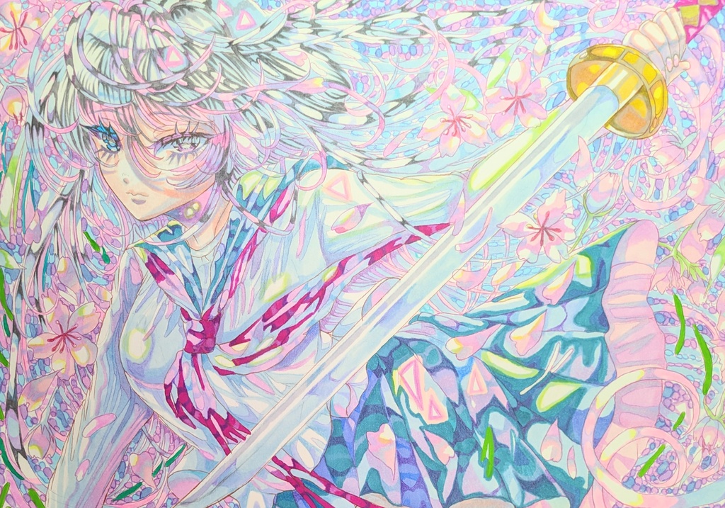 手描きイラスト オリジナル 【桜】A4