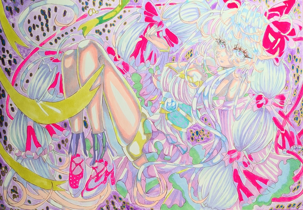 手描きイラスト　オリジナル　女の子　【Poison　girls】A4