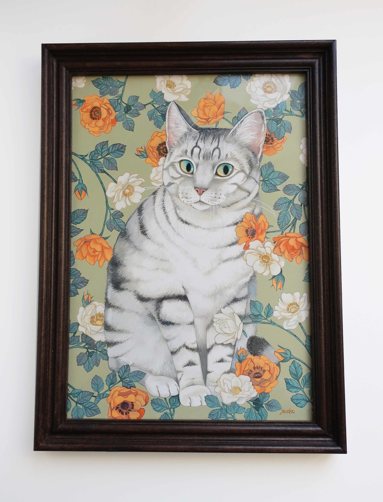 クリアランス売り 猫とうさぎの絵画、秘密の花園、原画 agoraleaks.com