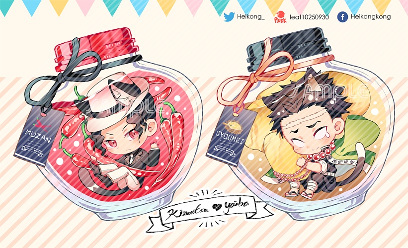 【部分値下げ】鬼滅の刃 丸瓶の中のネコシリーズ同人アクキー(台湾版)