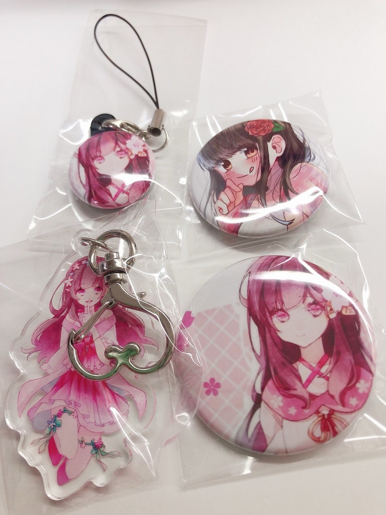 ペタムフルセット【アクリルキーホルダー2個、缶バッジ2個、ストラップ】