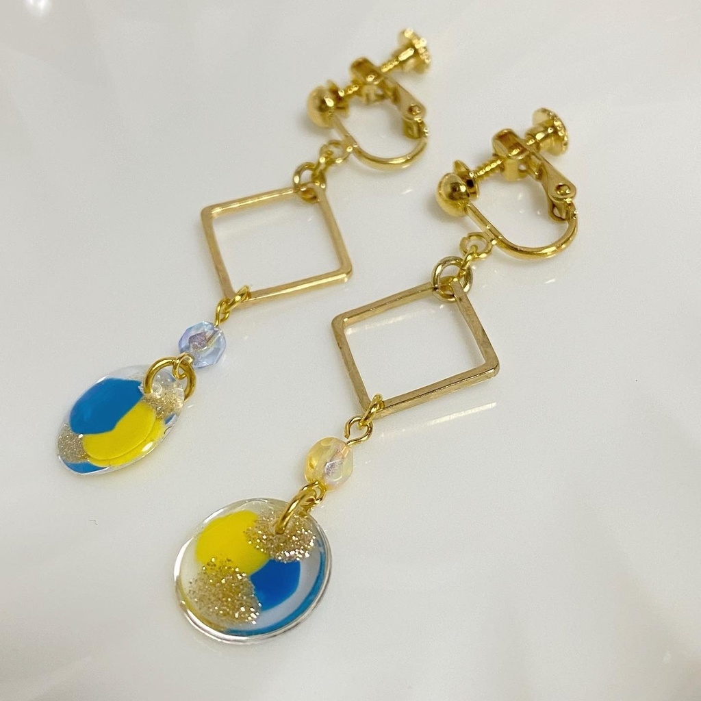 青×黄カラーイヤリング⑤