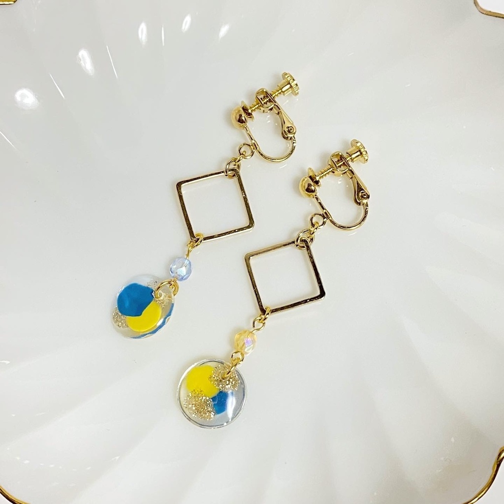 青×黄カラーイヤリング⑤