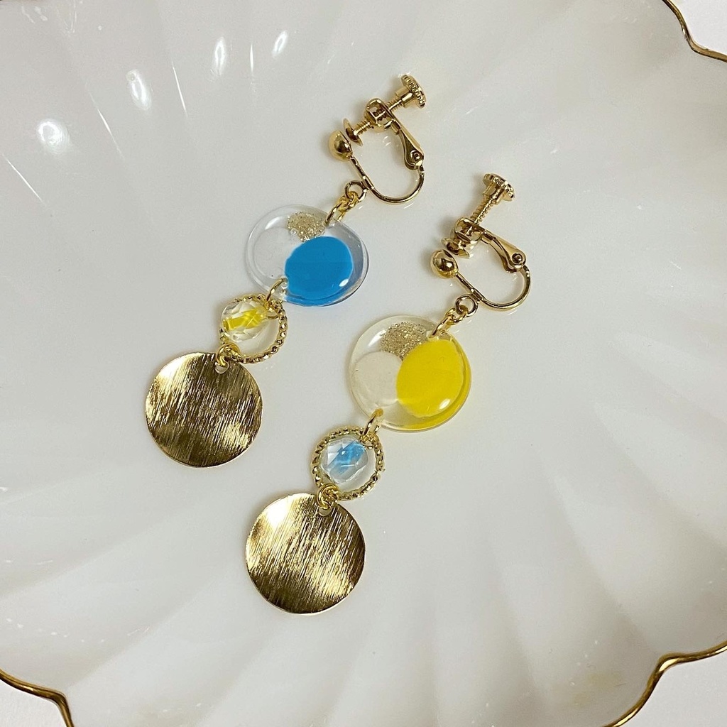 青×黄カラーイヤリング⑦