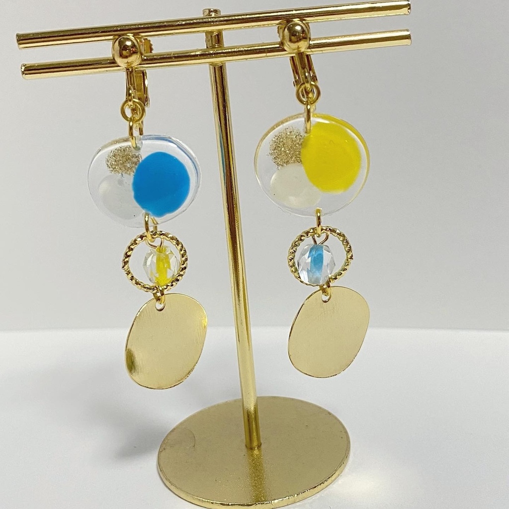 青×黄カラーイヤリング⑦