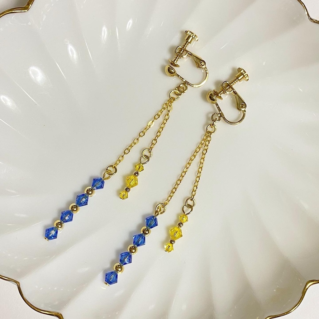 青×黄カラーイヤリング⑧