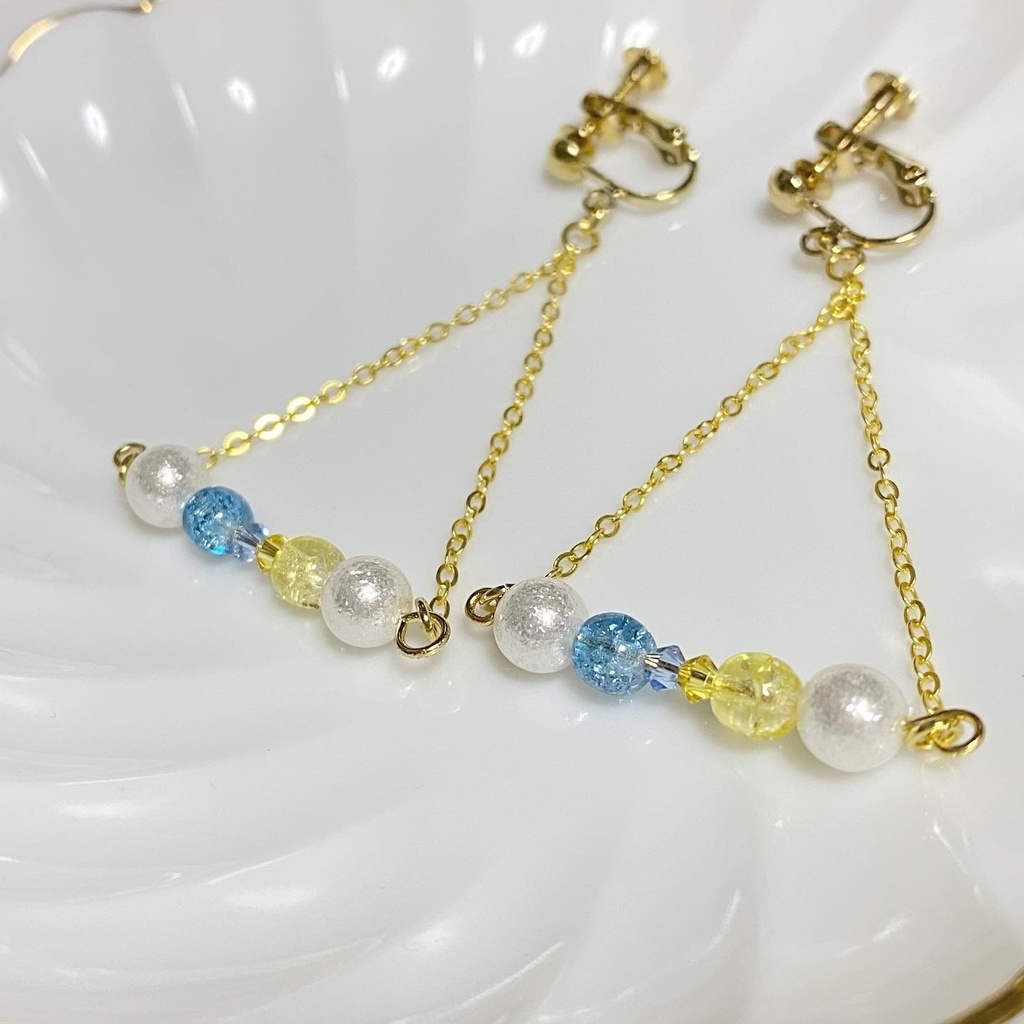 青×黄カラーイヤリング⑨