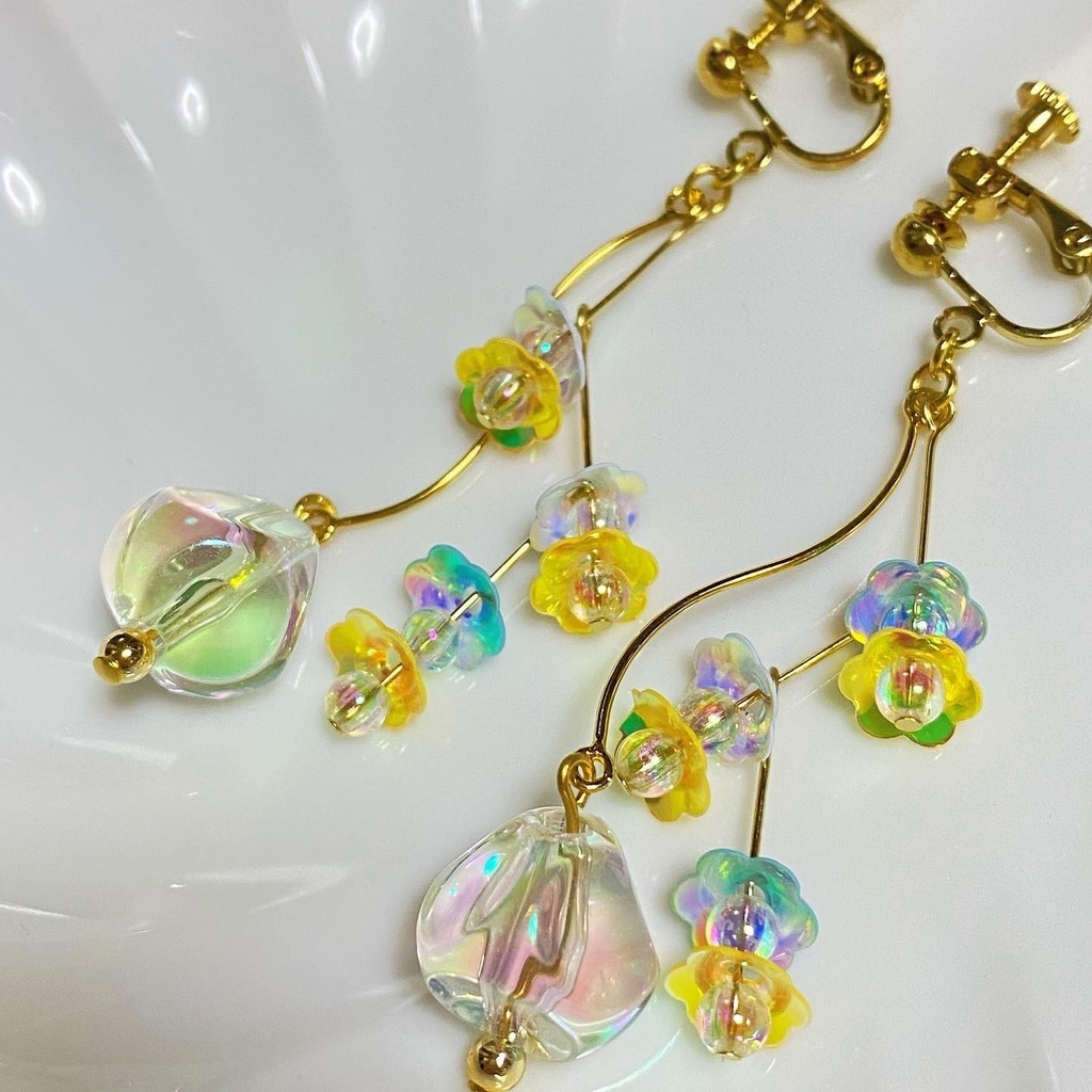 青×黄カラーイヤリング⑩