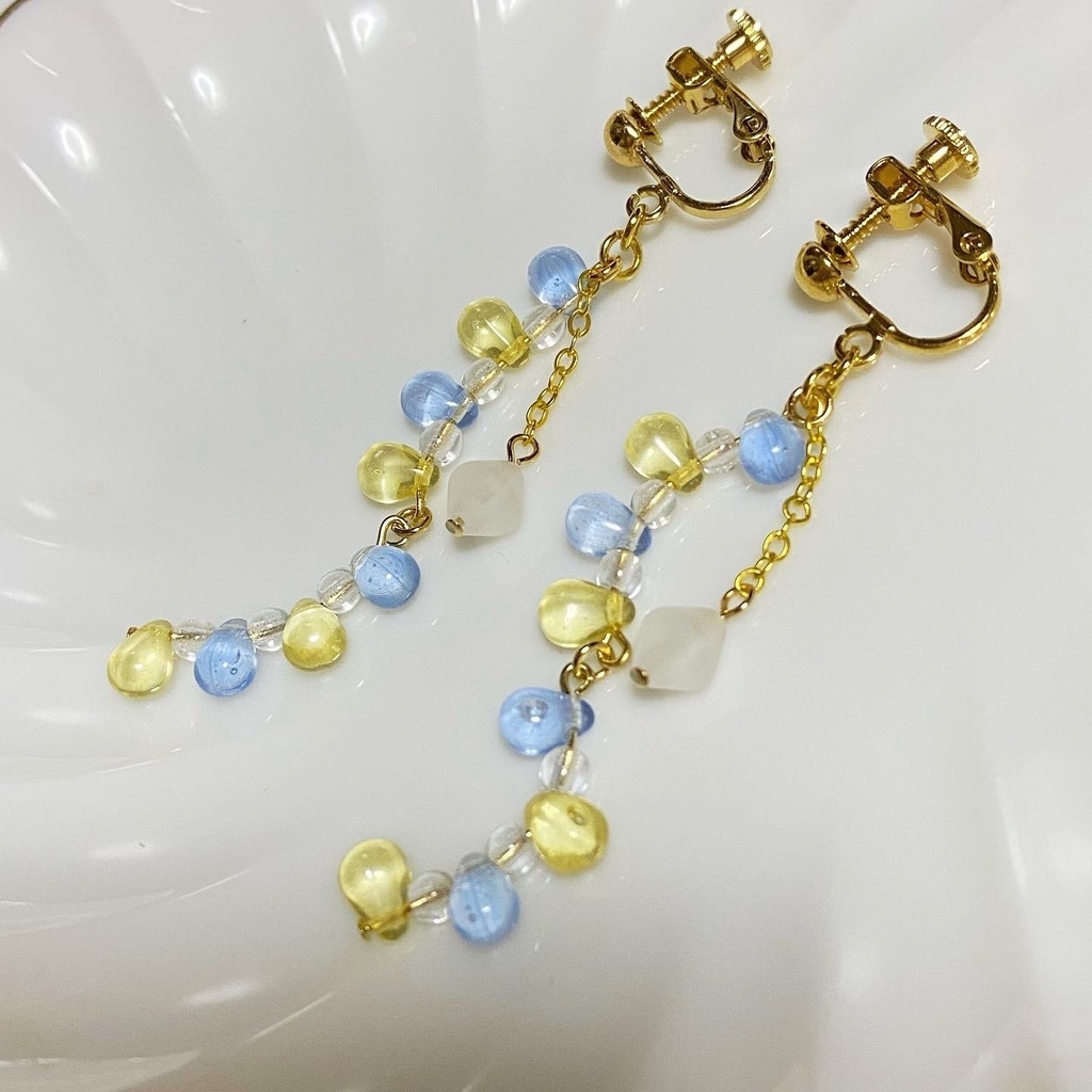 青×黄カラーイヤリング⑪