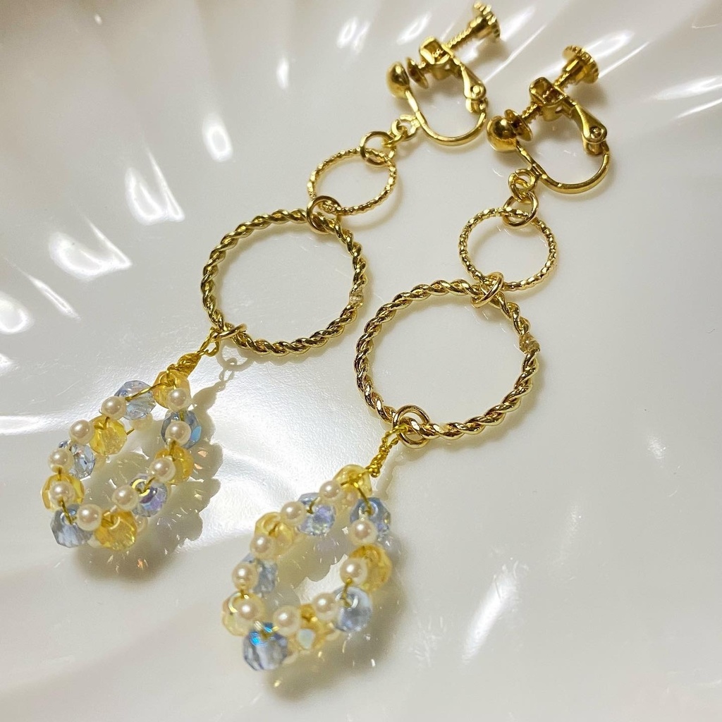 青×黄カラーイヤリング⑬