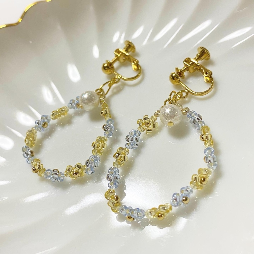 青×黄カラーイヤリング⑭