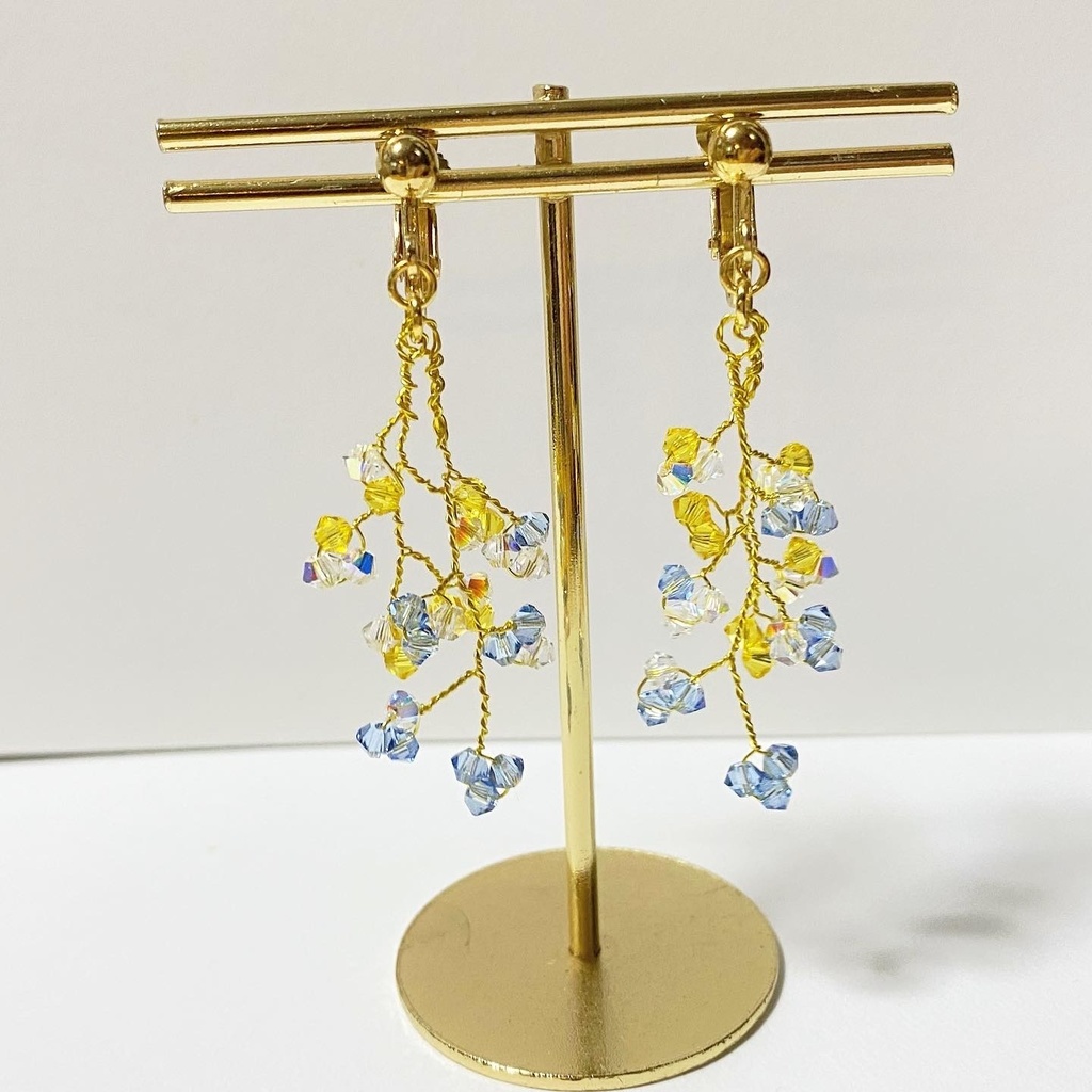 青×黄カラーイヤリング⑯