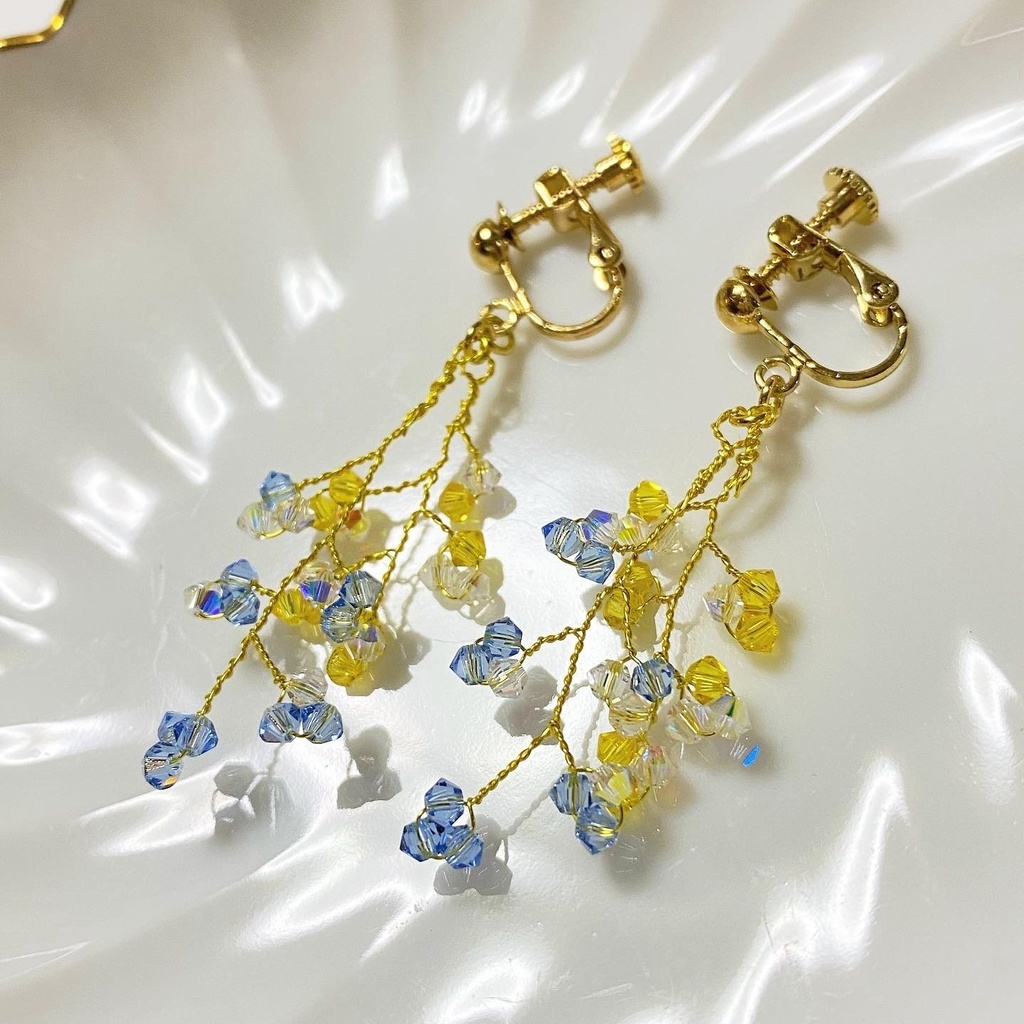 青×黄カラーイヤリング⑯