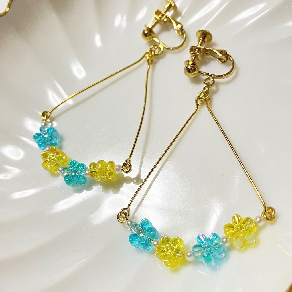 青×黄カラーイヤリング⑰