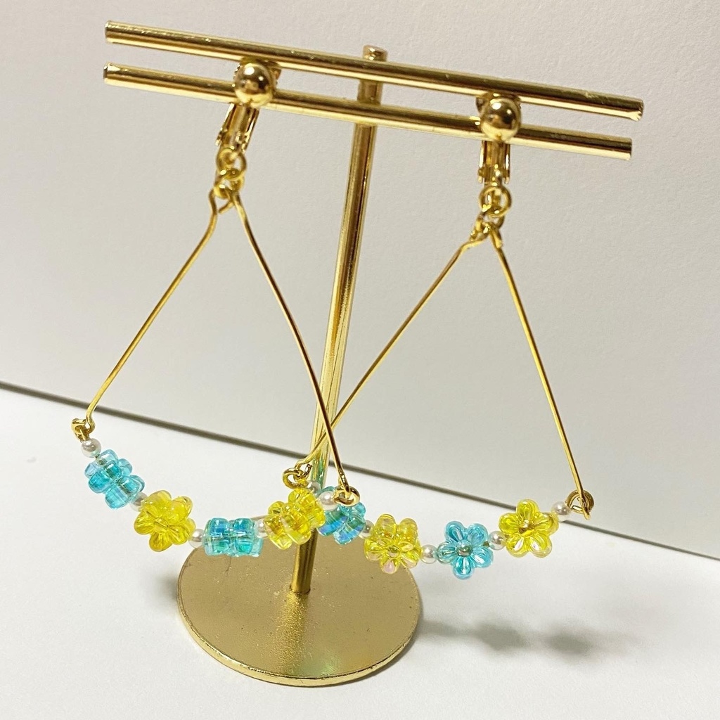 青×黄カラーイヤリング⑰