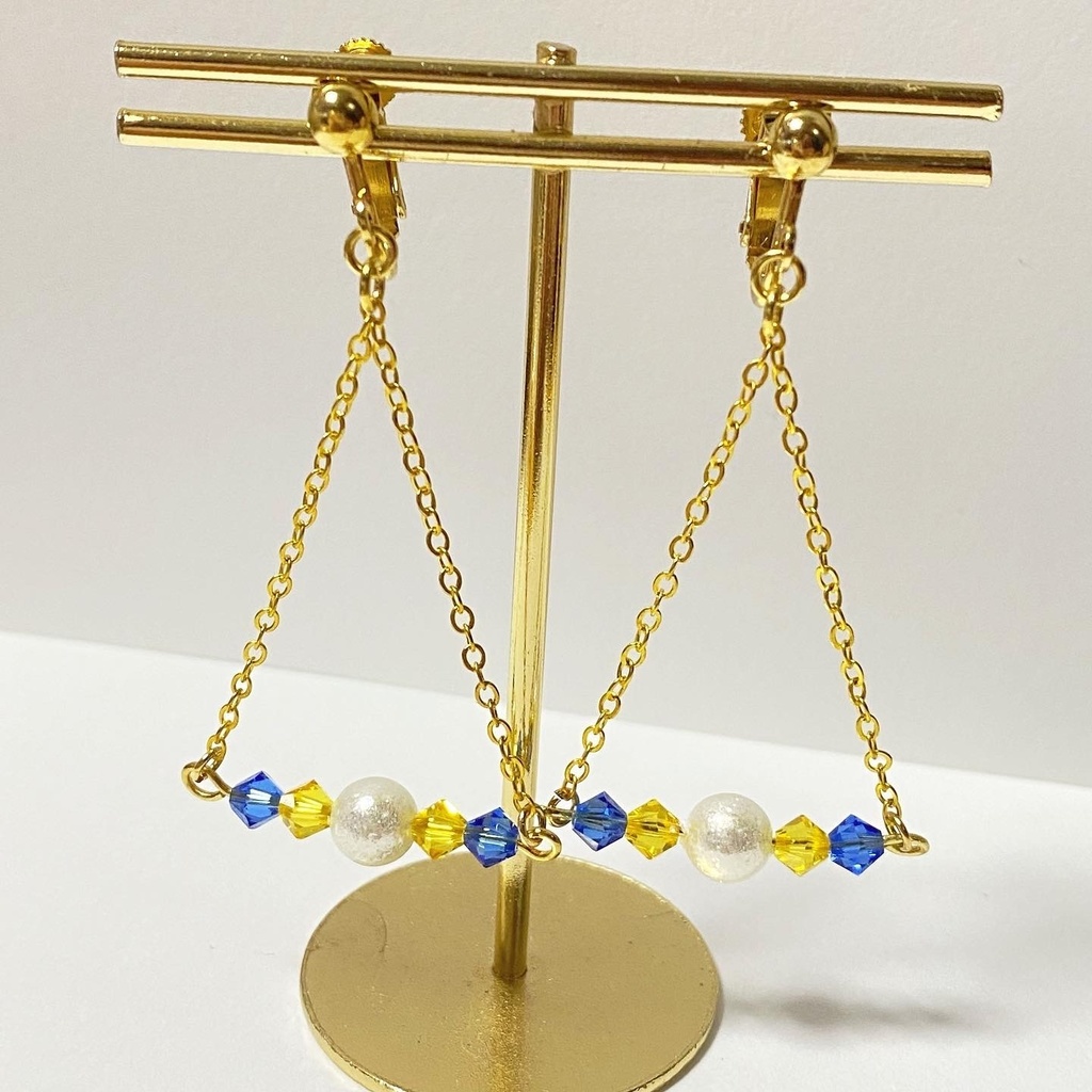 青×黄カラーイヤリング㉑