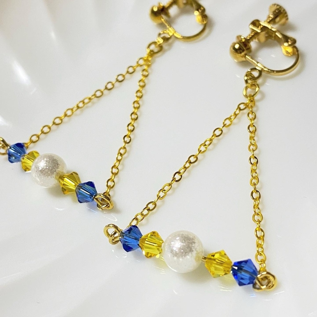 青×黄カラーイヤリング㉑