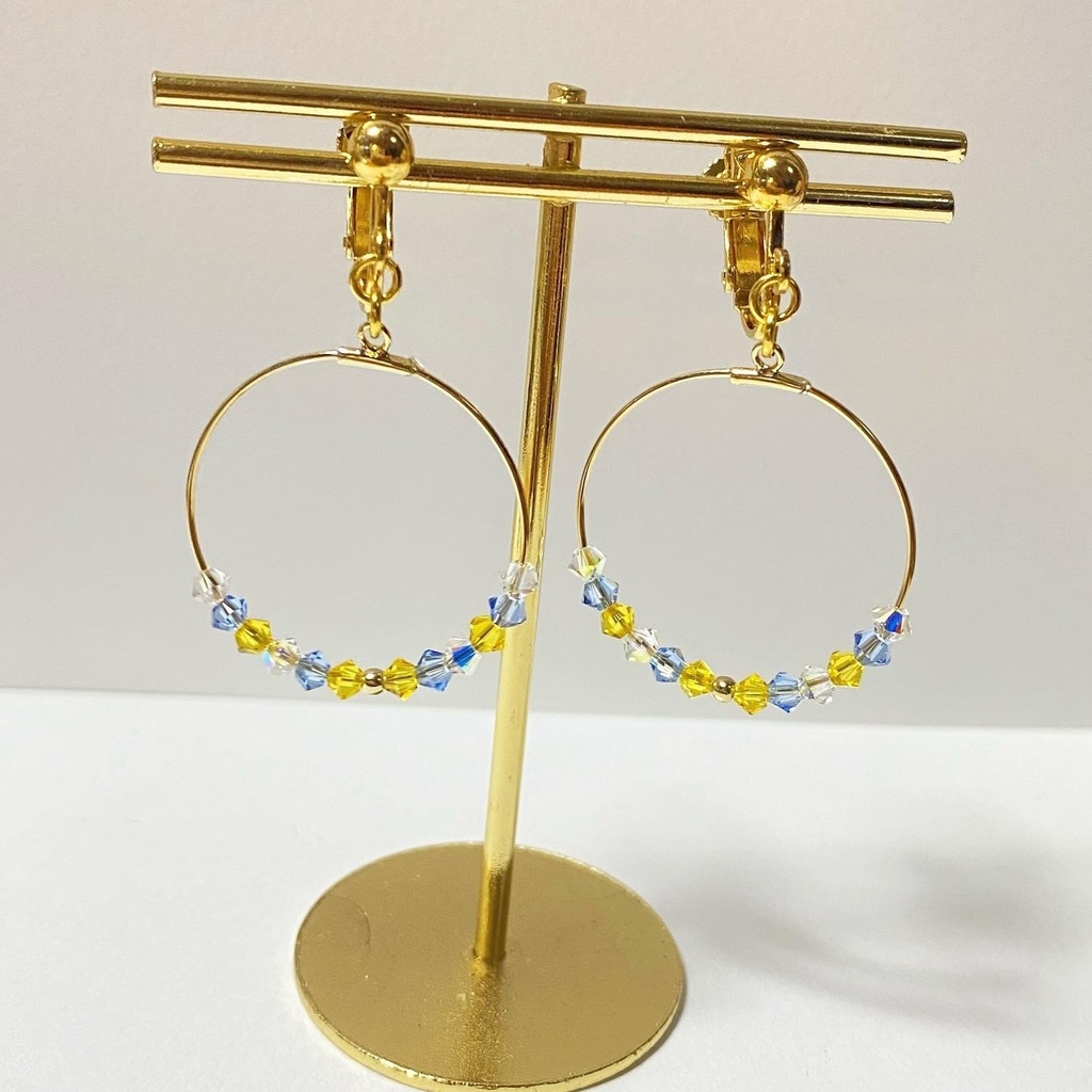 青×黄カラーイヤリング㉓