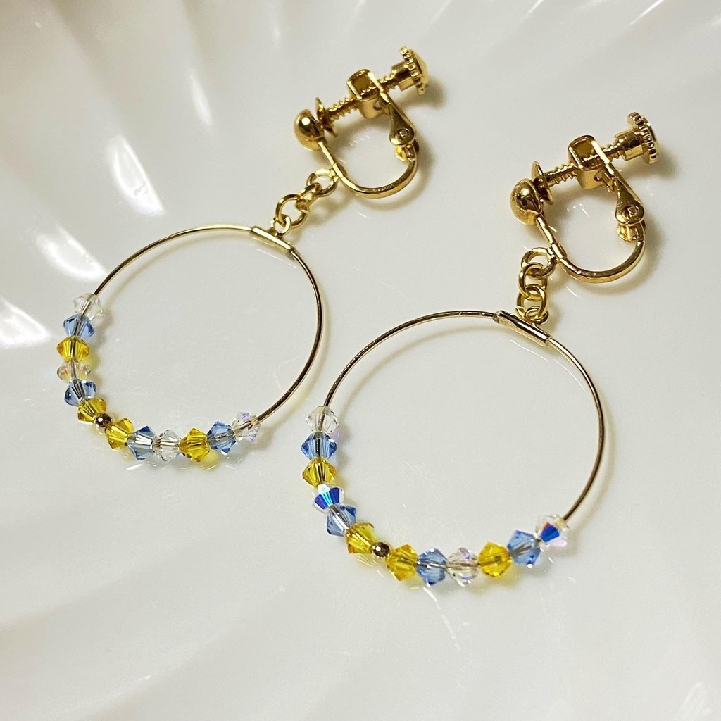 青×黄カラーイヤリング㉓