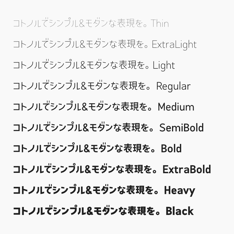 「コトノル」フォント(漢字あり) ~スタイリッシュでかっこいいゴシック体~