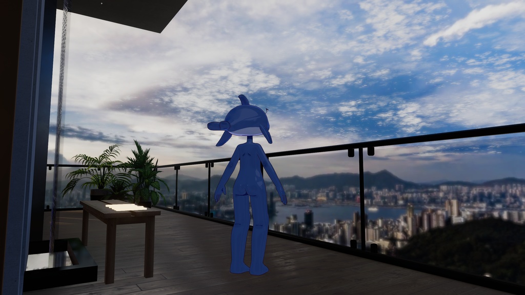 オリジナル3Dモデル「イルカのバンドーさん」#段ボールでできた店_3D