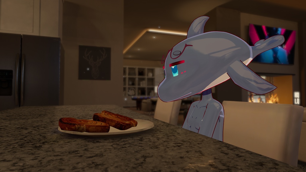 オリジナル3Dモデル「イルカのバンドーさん」#段ボールでできた店_3D