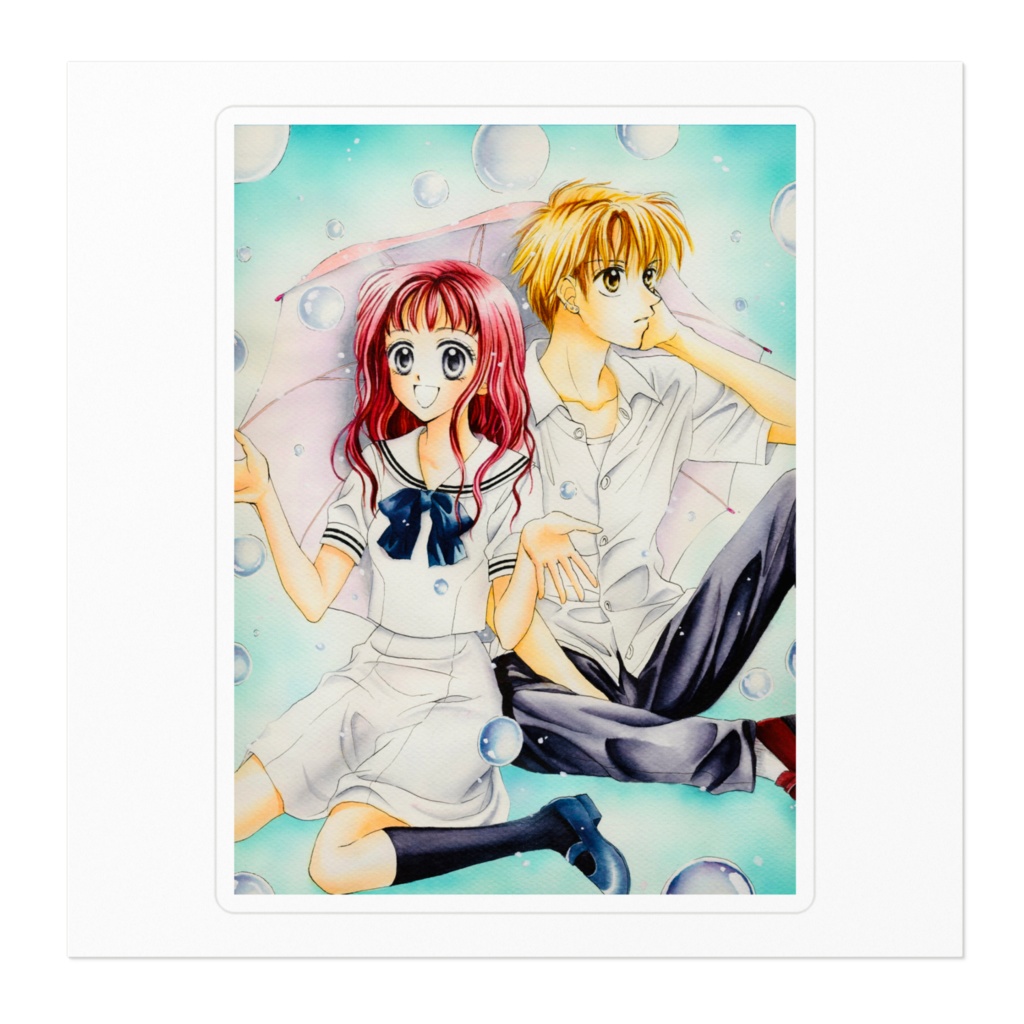 雨の日のプレゼント 表紙イラスト ステッカー