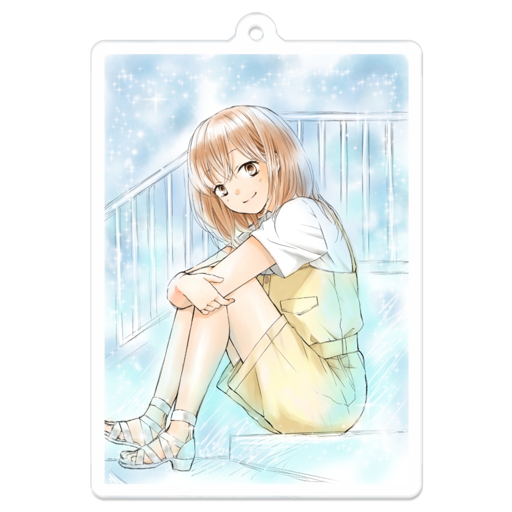 サロペットの女の子 イラスト アクリルキーホルダー