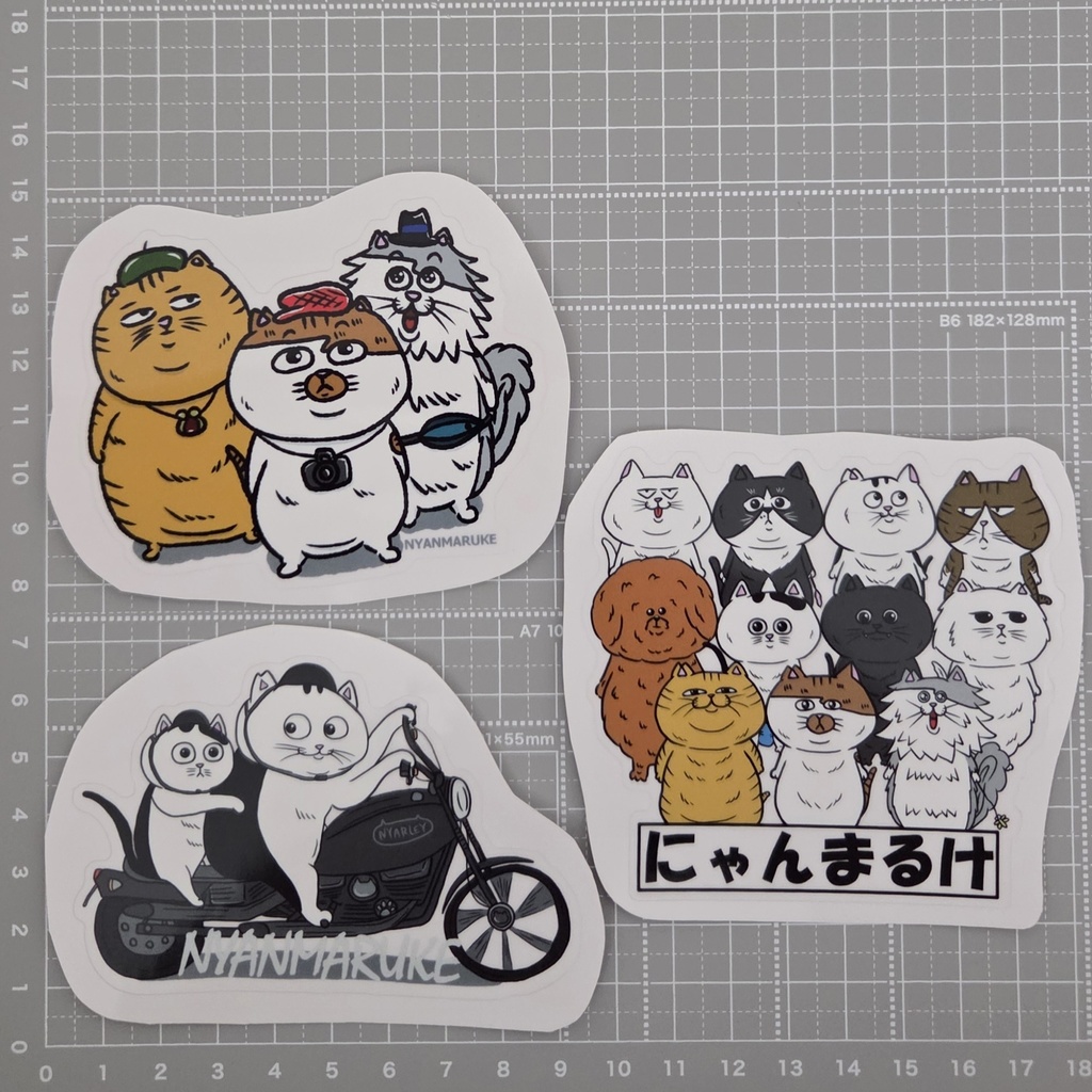 にゃんまるけクリアステッカー①/3枚セット