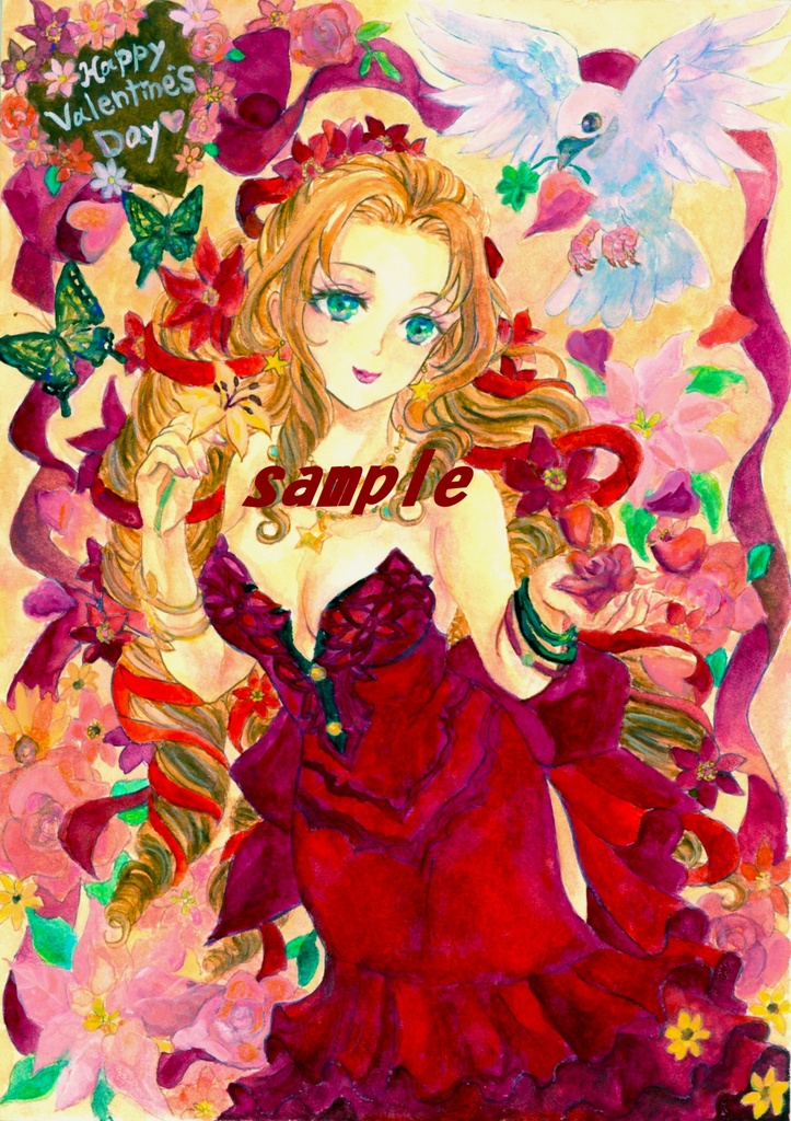 アナログイラスト原画 FF7エアリス