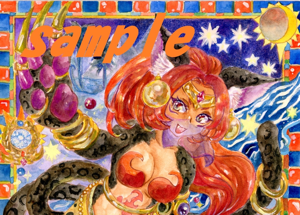 アナログ手描きイラスト原画　デジモンクロスウォーズ　バステモン