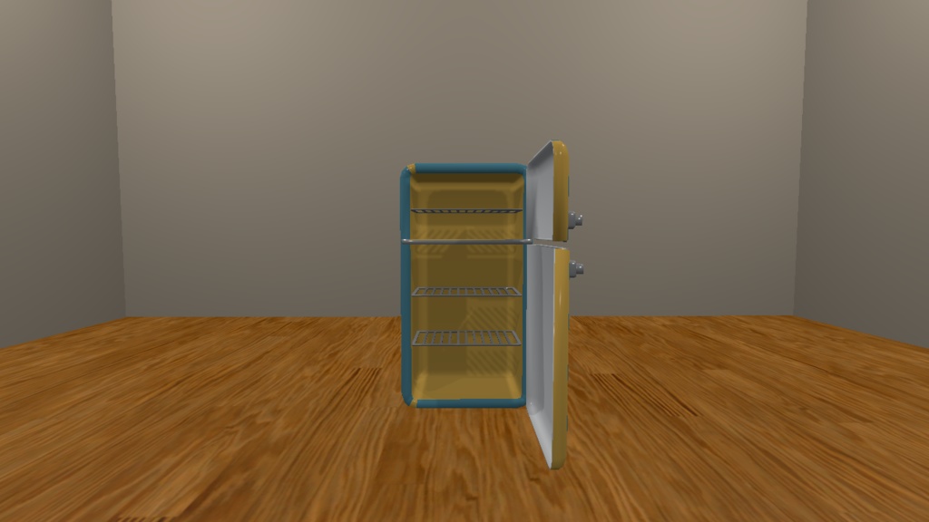 少しレトロな冷蔵庫 扉開閉ギミック付き