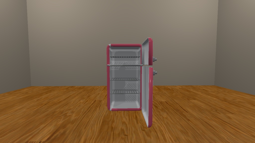 少しレトロな冷蔵庫 扉開閉ギミック付き