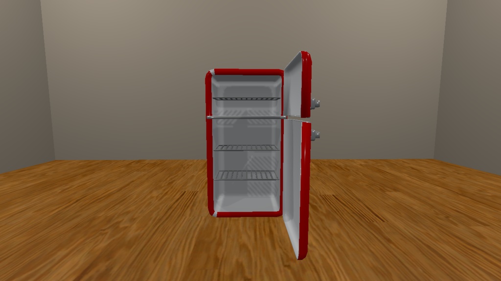 少しレトロな冷蔵庫 扉開閉ギミック付き